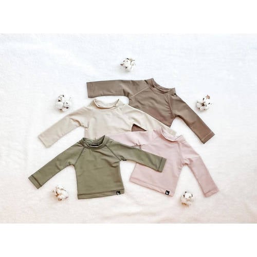 Babystyling baby zwemshirt beige Longsleeve Stretchkatoen Ronde hals 74 80