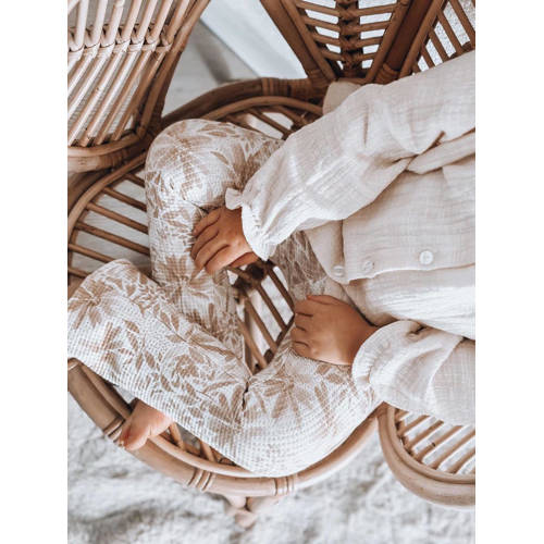 Babystyling gebloemde flared broek wit beige Meisjes Katoen Bloemen 62 68