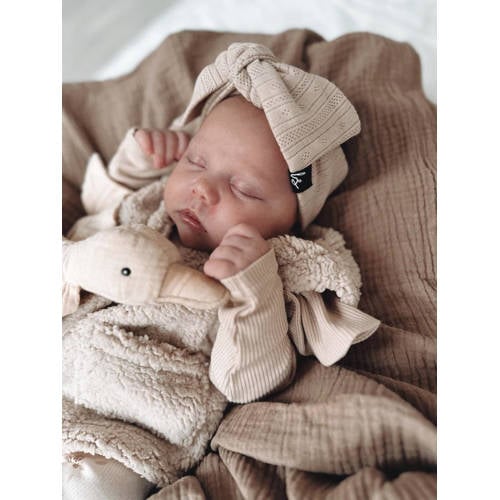 Babystyling romper met ruches sand Ecru Meisjes Katoen Ronde hals Effen 62 68