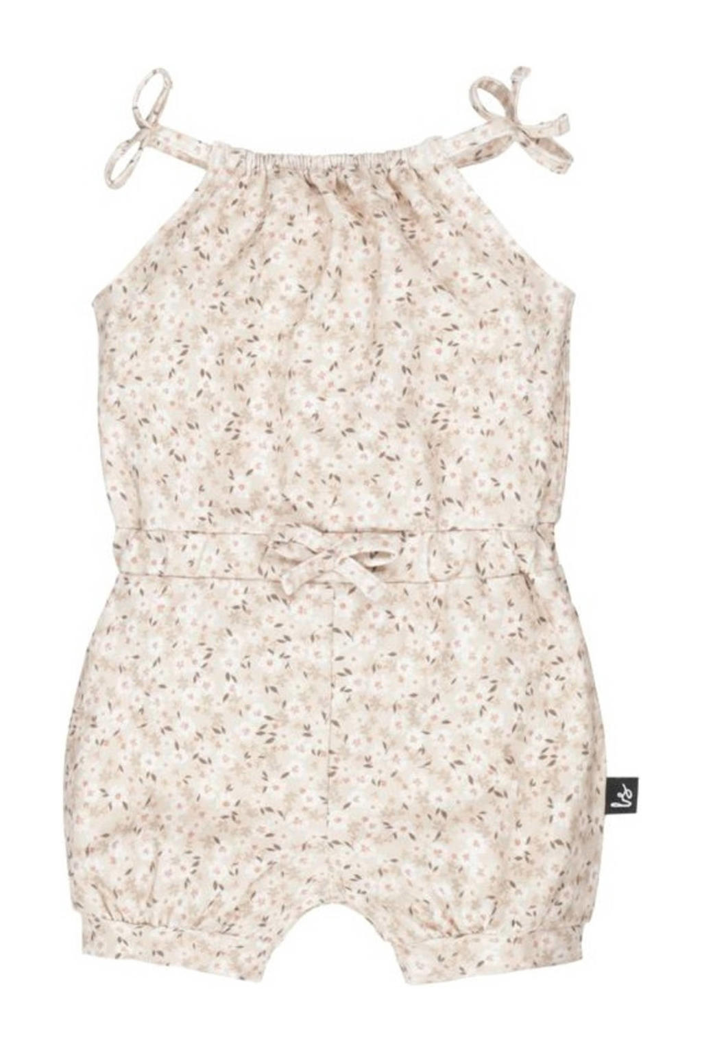 Babystyling baby playsuit met bladprint zand