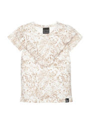 thumbnail: Wit en beige meisjes Babystyling baby gebloemd T-shirt van katoen met korte mouwen, ronde hals en ruches
