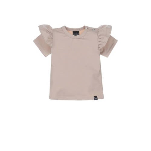 Babystyling baby T-shirt beige Meisjes Katoen Ronde hals Effen - 50/56