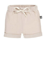 thumbnail: Zandkleurige jongens Babystyling baby casual short van katoenlinnen met elastische tailleband met koord en effen