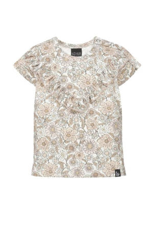 baby gebloemd T-shirt wit/beige