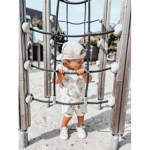 Babystyling baby sweatshort met all over print ecru lichtbruin Korte broek Jongens Stretchkatoen 62 68