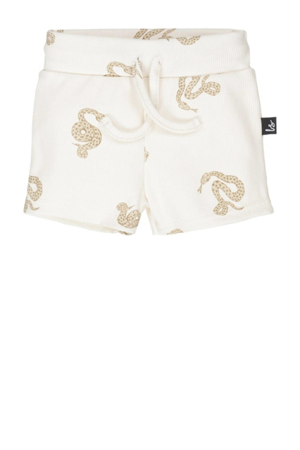 Babystyling baby sweatshort met all over print ecru/lichtbruin