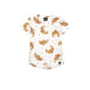 Babystyling baby T-shirt met all over print wit/bruin