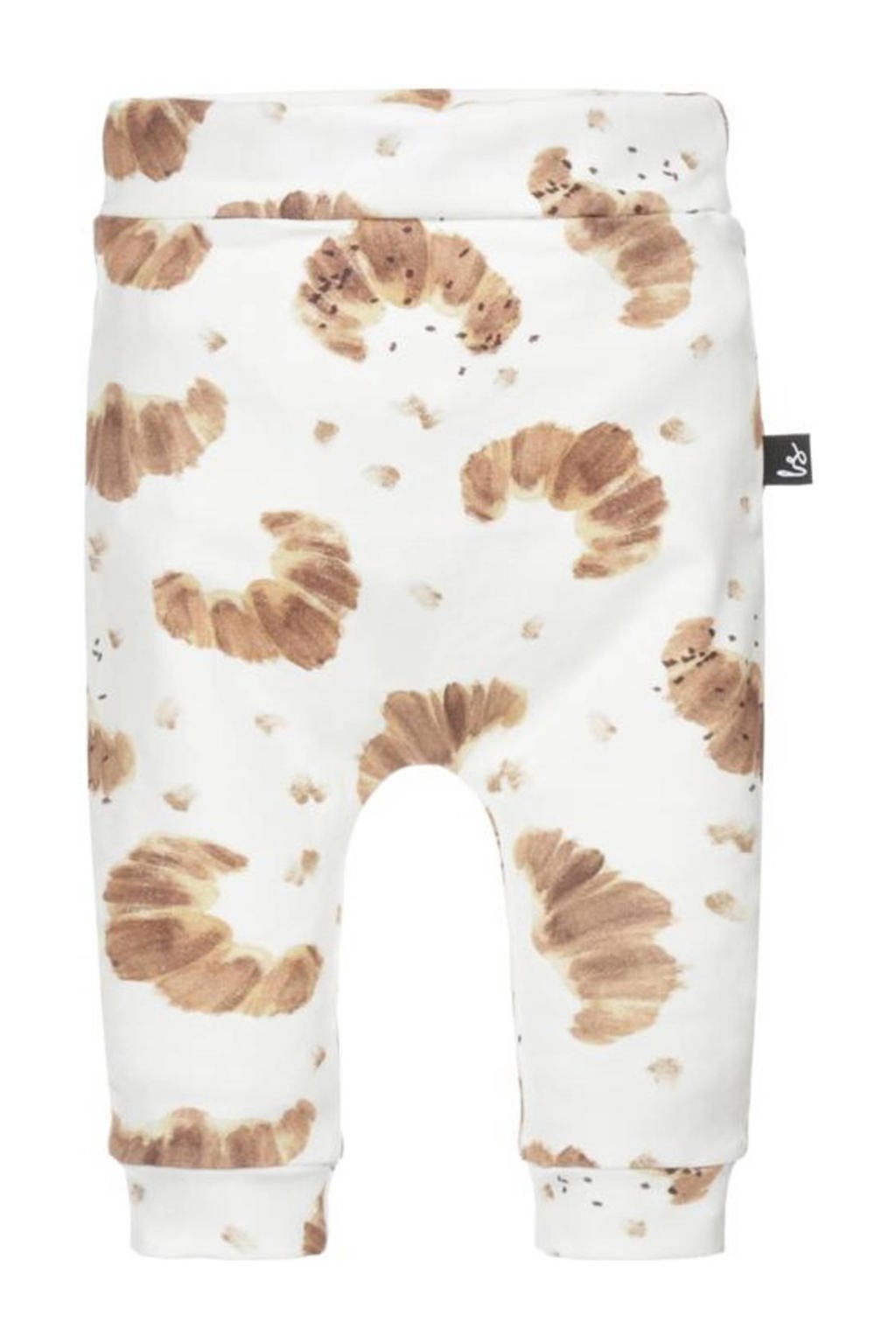 Wit en bruine Babystyling baby broek van katoen met elastische tailleband