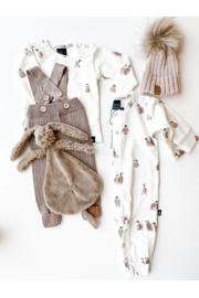thumbnail: Wit en bruine jongens Babystyling baby longsleeve van katoen met lange mouwen, ronde hals en drukknoopsluiting