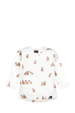 baby longsleeve met all over print wit/bruin