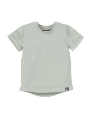 thumbnail: Groene jongens Babystyling baby T-shirt van katoen met effen, korte mouwen, ronde hals en drukknoopsluiting