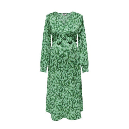 ONLY MATERNITY zwangerschapsjurk OLMFELINA met all over print groen Dames Polyester V-hals