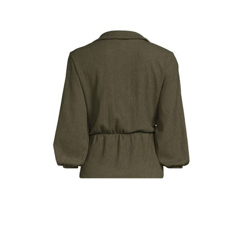 Imagine crinkle overslag top khaki Groen Dames Jersey V-hals Effen L (42-44)