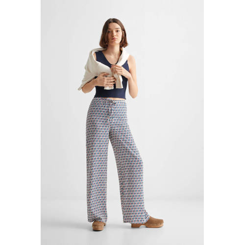 Mango Kids broek met all over print rood blauw wit Multi Meisjes Viscose 152(XXS)
