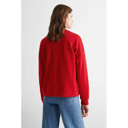 Mango Kids sweater met tekst rood Tekst 158(XS) | Sweater van