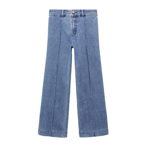 Mango Kids wide leg jeans light blue denim Blauw Effen - 152(XXS)