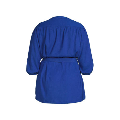 GREAT LOOKS Blouse tuniek met ceintuur blauw Dames Jersey Ronde hals Effen 52