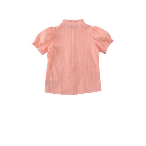 Z8 blouse Lilli met ruches roze Meisjes Stretchkatoen Opstaande kraag Effen 104 110