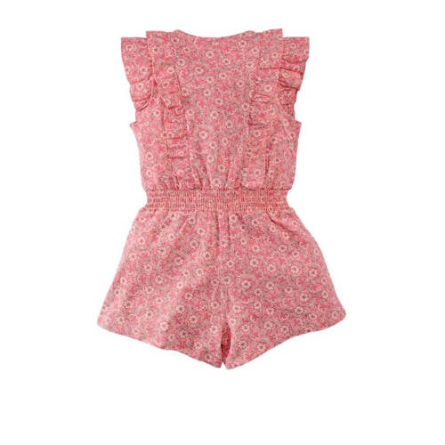 Z8 playsuit Marly roze groen Meisjes Stretchkatoen Ronde hals Bloemen 80