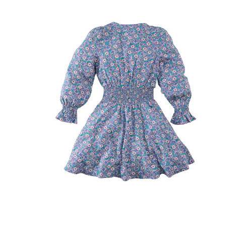 Z8 jurk Safiya blauw lila groen Meisjes Viscose Ronde hals Bloemen 116 122