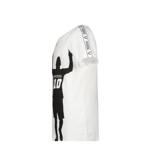 Messi T-shirt Naope met printopdruk wit zwart Jongens Katoen Ronde hals 140
