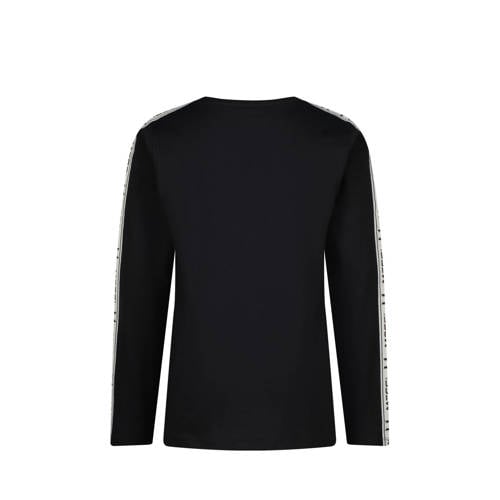 Messi longsleeve Nerol met contrastbies zwart lichtroze Jongens Katoen Ronde hals 104