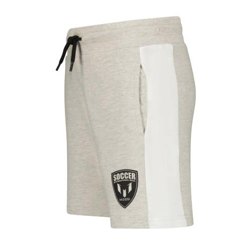 Messi sweatshort Reron met printopdruk lichtgrijs melange Korte broek Printopdruk 116