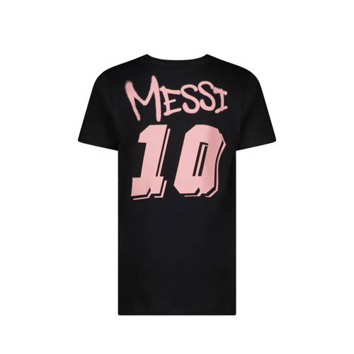 Messi T-shirt Ten met logo zwart wit Jongens Katoen Ronde hals Logo 140