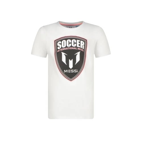 Messi T-shirt Shield met printopdruk wit Jongens Katoen Ronde hals Printopdruk