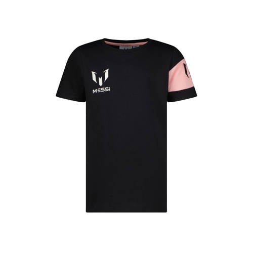Messi T-shirt Captain met printopdruk zwart/lichtroze Jongens Katoen Ronde hals - 104