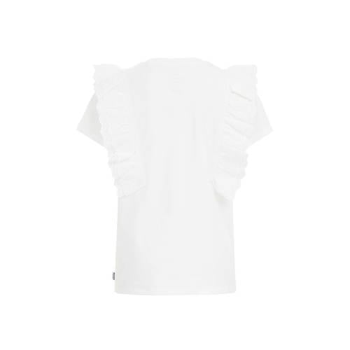 WE Fashion T-shirt wit Top Meisjes Katoen Ronde hals Effen 92