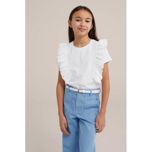 WE Fashion T-shirt wit Top Meisjes Katoen Ronde hals Effen 92