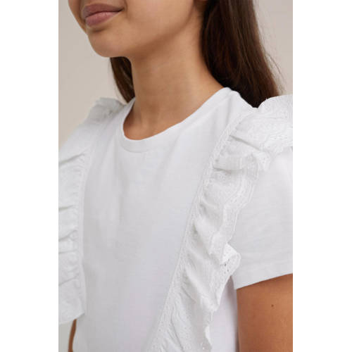 WE Fashion T-shirt wit Top Meisjes Katoen Ronde hals Effen 92