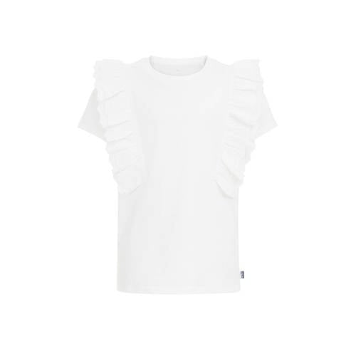 WE Fashion T-shirt wit Top Meisjes Biologisch katoen Ronde hals Effen