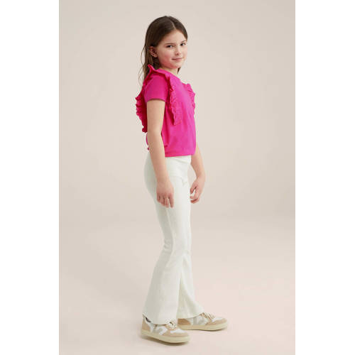 WE Fashion top roze Meisjes Katoen Ronde hals Effen 92
