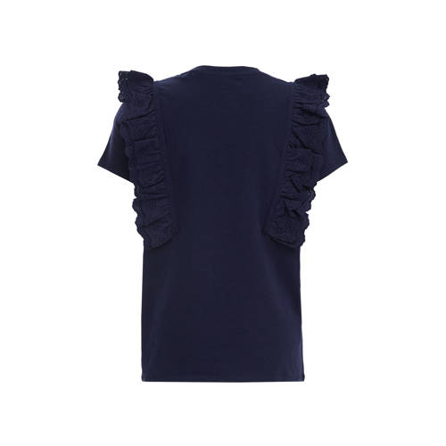 WE Fashion top blue nights Zwart Meisjes Biologisch katoen Ronde hals Effen 92