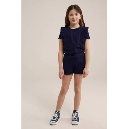 WE Fashion top blue nights Zwart Meisjes Katoen Ronde hals Effen 92