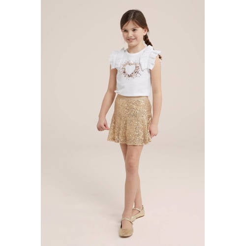 WE Fashion rok goud Meisjes Polyester Effen 110 116