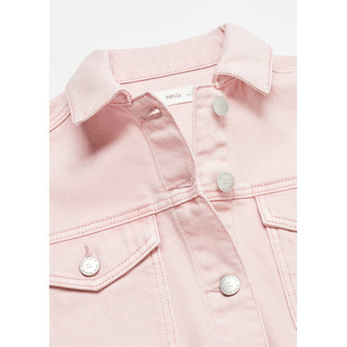 Mango Kids spijkerjas roze Meisjes Denim Klassieke kraag Effen 128