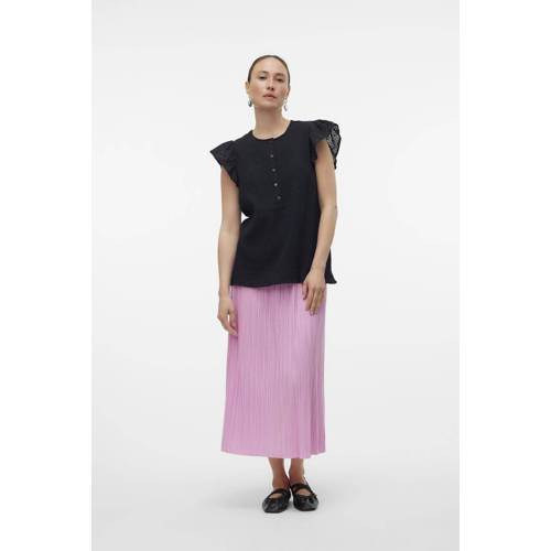 Mamalicious zwangerschaps- en voedingstop MLJUANA zwart Blouse Dames Katoen Ronde hals S