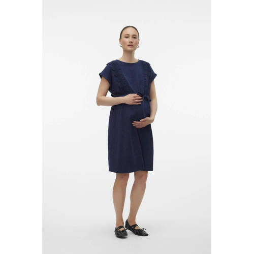 Mamalicious zwangerschaps- en voedingsjurk MLALISA donkerblauw Dames Katoen Ronde hals S