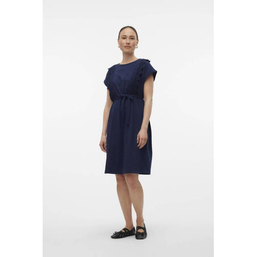 Mamalicious zwangerschaps- en voedingsjurk MLALISA donkerblauw Dames Katoen Ronde hals S
