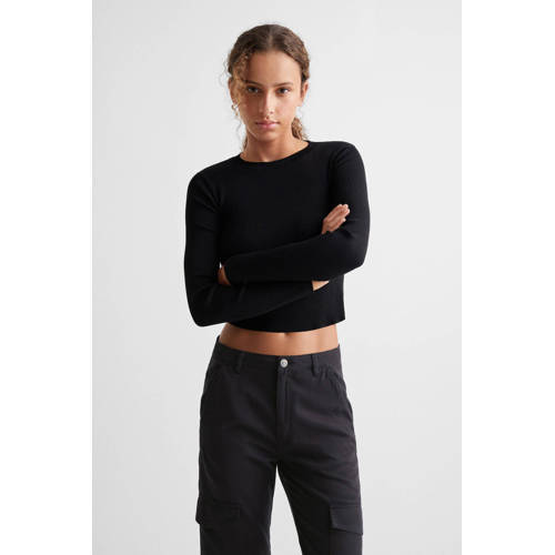 Mango Kids cargobroek zwart Meisjes Lyocell Effen 172(L)