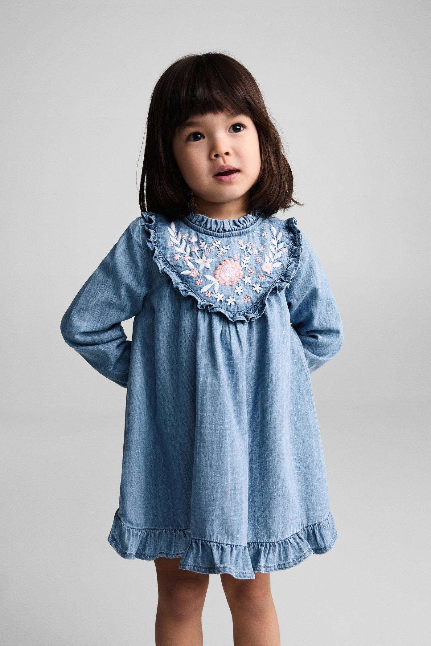 Mango Kids blousejurk medium blue denim kleertjes