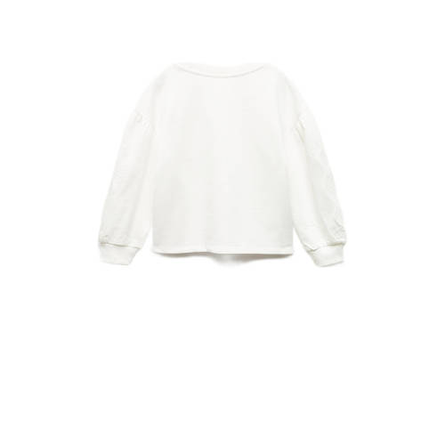 Mango Kids sweater naturel wit Effen 116 | Sweater van