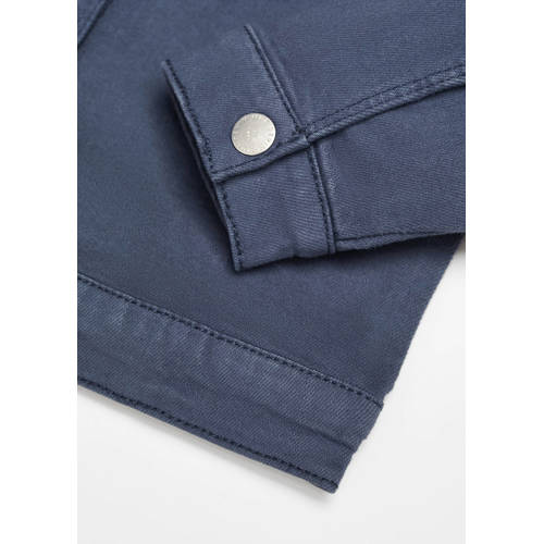 Mango Kids jasje marine Blauw Meisjes Katoen Klassieke kraag Effen 80