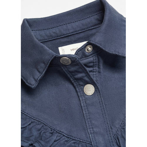 Mango Kids jasje marine Blauw Meisjes Katoen Klassieke kraag Effen 80