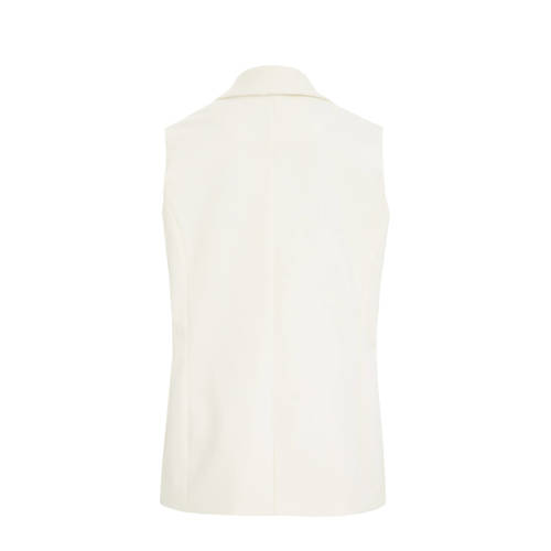 WE Fashion gilet offwhite Ecru Meisjes Biologisch katoen Reverskraag Effen 110 116