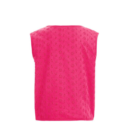 WE Fashion gilet roze Meisjes Katoen V-hals Effen 98 104
