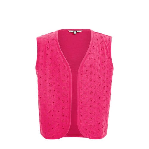 WE Fashion gilet roze Meisjes Katoen V-hals Effen - 110/116